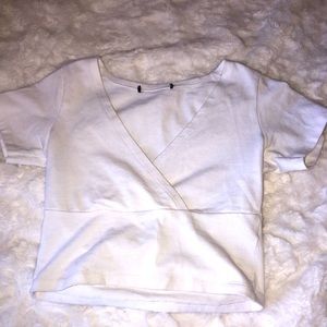 white, cropped crossover tee, from pacsun
